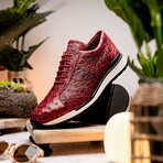 SCANNO // Ostrich Leather Sneakers // Antique Red (8)