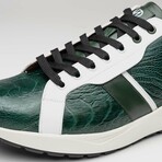 LYON // Ostrich Leg + Calf Leather Sneakers // Green, White (8)