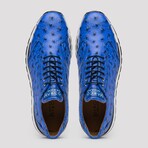 SCANNO // Ostrich Leather Sneakers // Electric Blue (8)