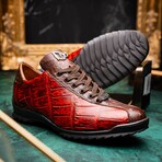 SAULO // Alligator + Ostrich Leather Sneakers // Cognac (8)