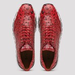 SCANNO // Ostrich Leather Sneakers // Antique Red (8)