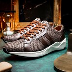 VERONA // Python Leather Sneakers // Brown (8)