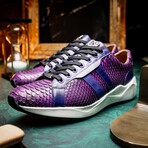 VERONA // Python Leather Sneakers // Purple (8)