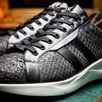 VERONA // Python Leather Sneakers // Black (8)