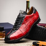 SAULO // Alligator + Ostrich Leather Sneakers // Blackcherry (8)