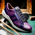 VERONA // Python Leather Sneakers // Purple (8)