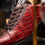 SAULO // Alligator + Ostrich Leather Sneakers // Cognac (8)