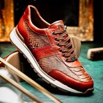BRESCIA // Python + Calf Leather Sneakers // Antique Cognac (8)
