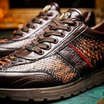 BRESCIA // Python + Calf Leather Sneakers // Washed Cognac (8)