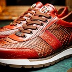 BRESCIA // Python + Calf Leather Sneakers // Antique Cognac (8)