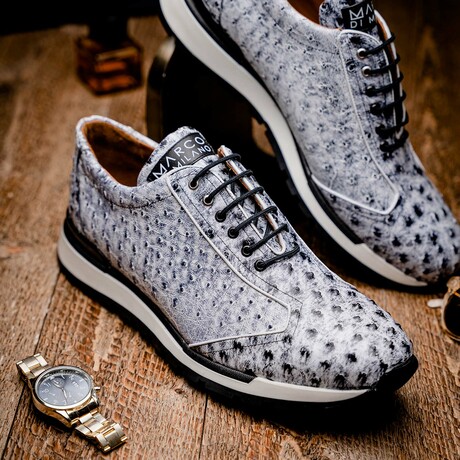 SCANNO // Ostrich Leather Sneakers // Newspaper (8)