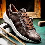VERONA // Python Leather Sneakers // Brown (8)