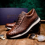 SCANNO // Ostrich Leather Sneakers // Antique Brown (8)