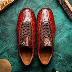 SAULO // Alligator + Ostrich Leather Sneakers // Cognac (8)