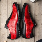 SAULO // Alligator + Ostrich Leather Sneakers // Blackcherry (8)