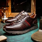 BRESCIA // Python + Calf Leather Sneakers // Brown (8.5)