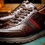 BRESCIA // Python + Calf Leather Sneakers // Brown (8.5)