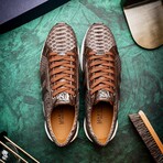 VERONA // Python Leather Sneakers // Brown (8)