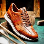 BRESCIA // Python + Calf Leather Sneakers // Honey (8)