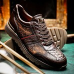 BRESCIA // Python + Calf Leather Sneakers // Washed Cognac (8)
