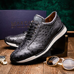 SCANNO // Ostrich Leather Sneakers // Antique Gray (8)