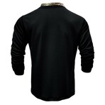 Long Sleeve Camo Placket Henley // Black (S)