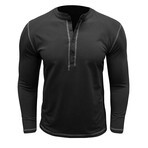 Long Sleeve Henley T-Shirt // Black (S)