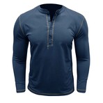 Long Sleeve Henley T-Shirt // Blue (S)