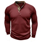 Long Sleeve Camo Placket Henley // Claret (XS)