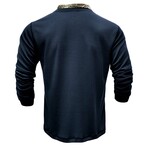 Long Sleeve Camo Placket Henley // Dark blue (XS)