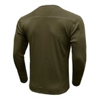 Long Sleeve Henley Ribbed T-Shirt // Army green (XS)