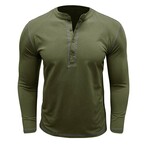 Long Sleeve Henley T-Shirt // Army green (XS)