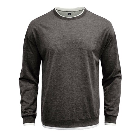 Long Sleeve Layered Crewneck // Dark Gray (XS)