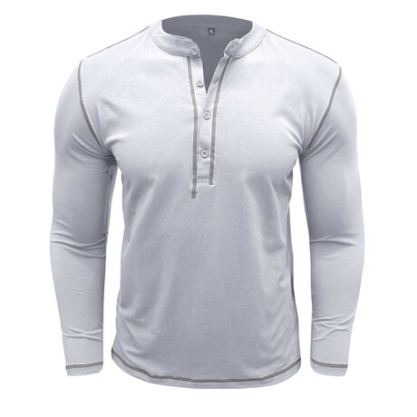 Long Sleeve Henley T-Shirt // White (XS)