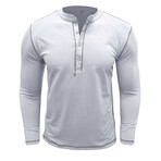 Long Sleeve Henley T-Shirt // White (S)