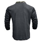 Long Sleeve Camo Placket Henley // Dark gray (XS)