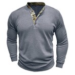 Long Sleeve Camo Placket Henley // Light gray (S)