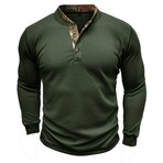 Long Sleeve Camo Placket Henley // Army green (XS)