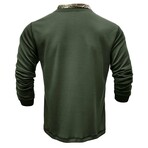 Long Sleeve Camo Placket Henley // Army green (XS)