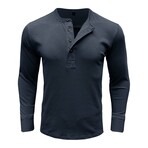 Long Sleeve Henley Ribbed T-Shirt // Dark blue (XS)