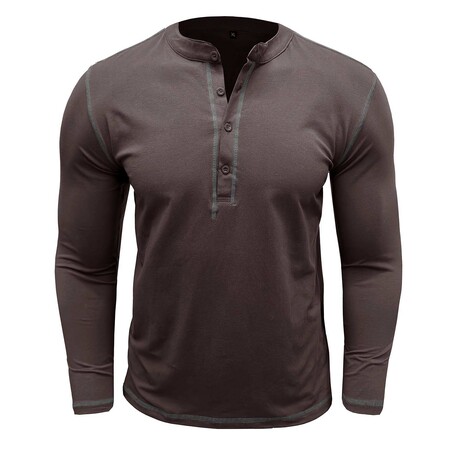 Long Sleeve Henley T-Shirt // Brown (XS)