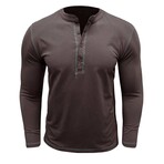 Long Sleeve Henley T-Shirt // Brown (S)