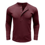 Long Sleeve Henley Ribbed T-Shirt // Bordo (M)