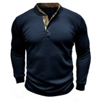 Long Sleeve Camo Placket Henley // Dark blue (XS)