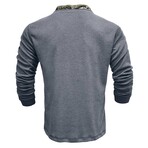 Long Sleeve Camo Placket Henley // Light gray (S)