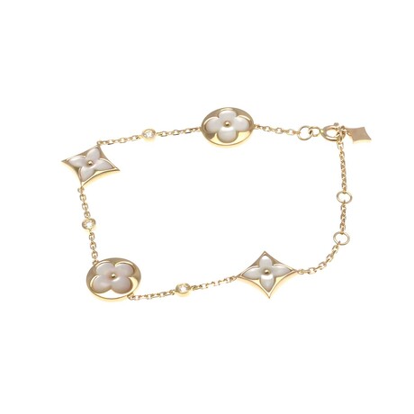 Louis Vuitton // 18k Rose Gold Four-Motif Blossom Diamond + Mother of Pearl Bracelet // 5.9"-6.88" // Store Display