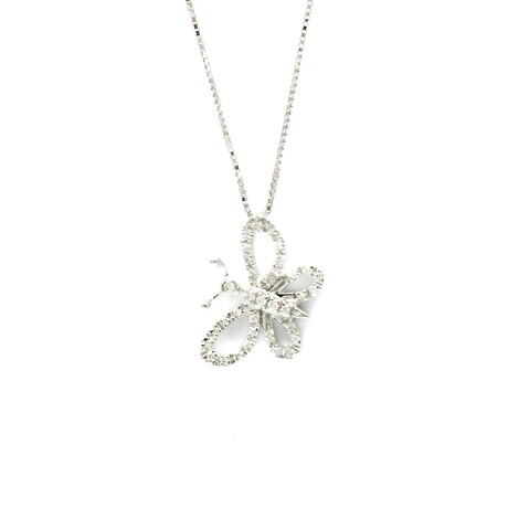 Gucci // 18k White Gold Butterfly Diamond Pendant Necklace // 14.96"-16.53" // Store Display