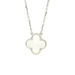 Van Cleef & Arpels // 18k White Gold Vintage Alhambra Mother of Pearl Pendant Necklace // 14.76"-16.14" // Store Display
