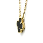 Van Cleef & Arpels // 18k Yellow Gold Vintage Alhambra Onyx Pendant Necklace // 14.56"-16.14" // Store Display