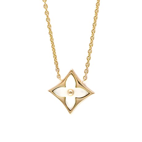 Louis Vuitton // 18k Rose Gold Star Blossom Mother of Pearl Pendant Necklace // 15.35"-16.14" // Store Display